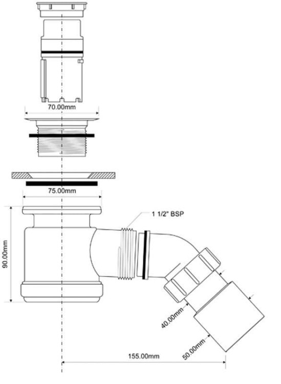 Syfon brodzikowy McAlpine HC26SCPB chrom
