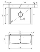 Zlewozmywak granitowy 1-komorowy nero Andante Deante