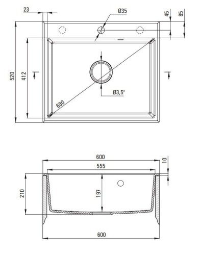 Zlewozmywak granitowy 1-komorowy nero Andante Deante