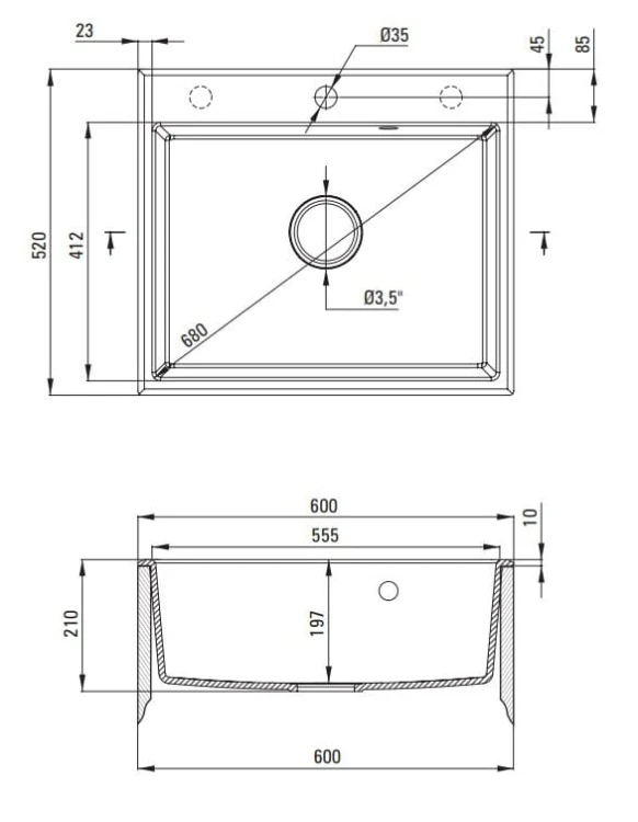 Zlewozmywak granitowy 1-komorowy nero Andante Deante