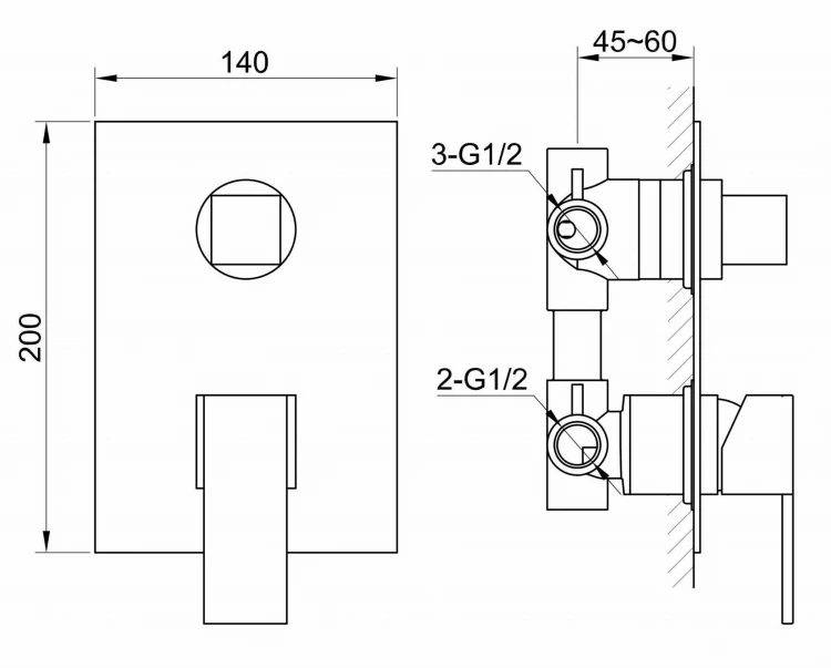 Bateria wannowa podtynkowa KOHLMAN Excelent QW211H