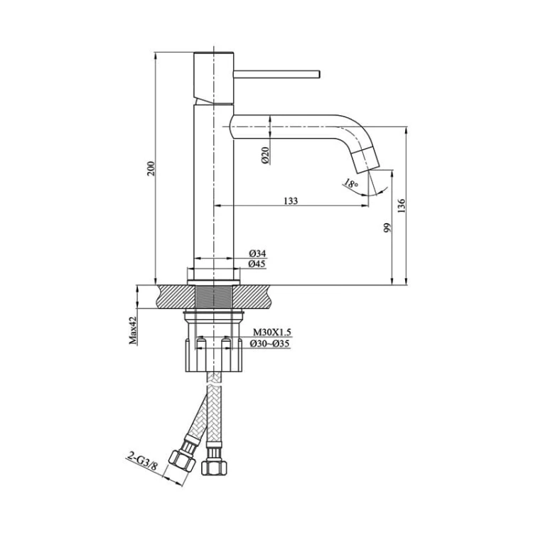 Bateria umywalkowa Orion Matt Black Lavita