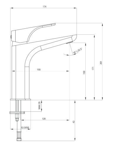 Deante Hiacynt Bianco Bateria umywalkowa stojąca z podwyższonym korpusem