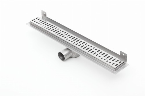 Odpływ liniowy ścienny z flanszą i metalowym syfonem Kesmet 120 cm z rusztem Wave In