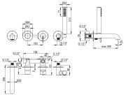 Bateria wannowa 4-otworowa podtynkowa Silia Deante złoto szczotkowane