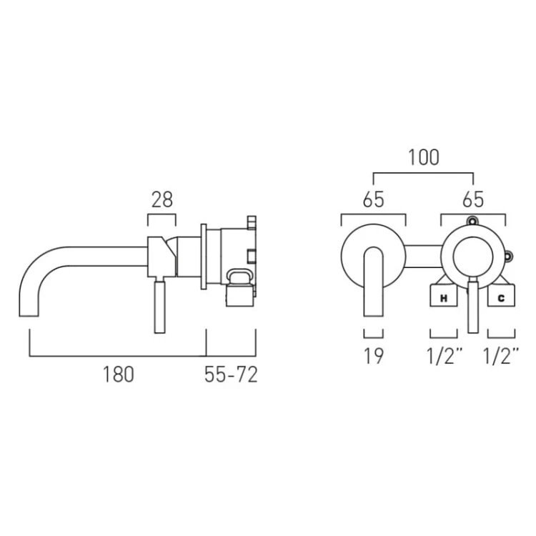 Bateria VADO ORIGINS umywalkowa podtynkowa złota szczotkowana