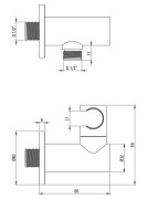 Przyłącze kątowe okrągłe z uchwytem na słuchawkę chrom Cascada Deante
