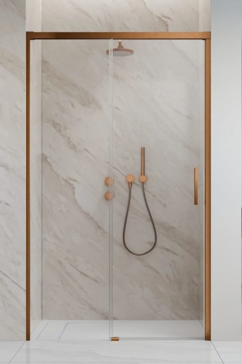 Drzwi prysznicowe Idea Brushed Copper DWJ Radaway lewe przejrzyste