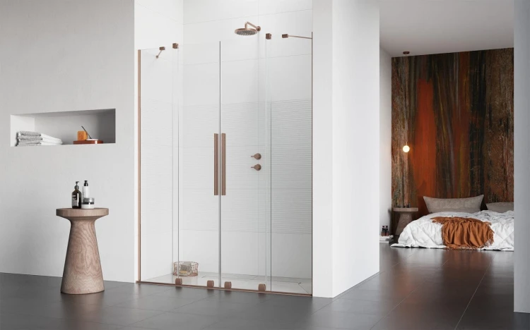 Drzwi prysznicowe Furo Brushed Copper DWD Radaway miedź