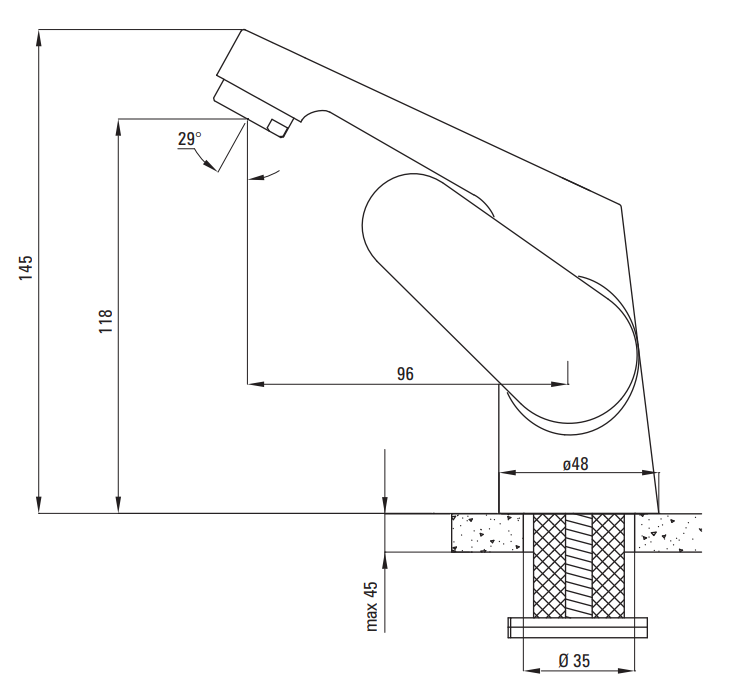 Bateria umywalkowa z boczną dźwignią chrom Lemon Deante
