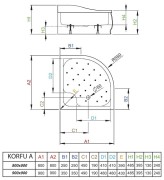 Brodzik głęboki półokrągły Radaway Korfu A 80x80x39,5x24