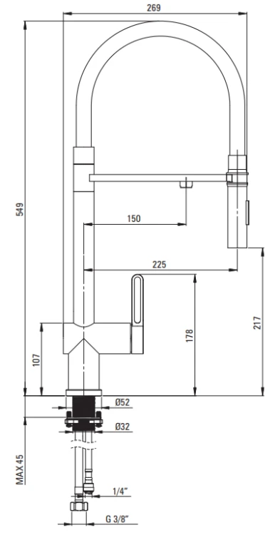 Bateria kuchenna z podłączeniem do filtra titanium Magnetic Deante