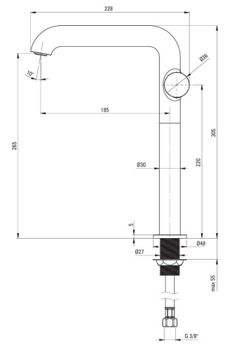 Bateria umywalkowa wysoka złoto szczotkowane Silia Hexa Deante