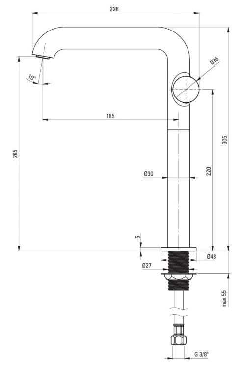 Bateria umywalkowa wysoka złoto szczotkowane Silia Hexa Deante