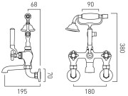 Bateria wannowa naścienna Axbridge Cross nikiel polerowany Vado
