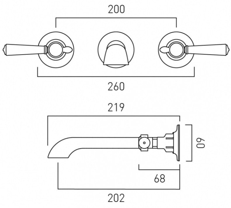 Bateria umywalkowa podtynkowa Axbridge Lever Chrom Vado