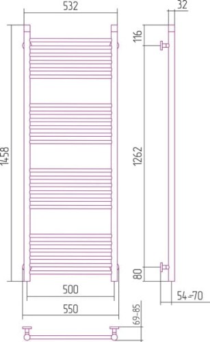 Grzejnik łazienkowy Sunerzha Bohemia 150x50cm stal polerowana
