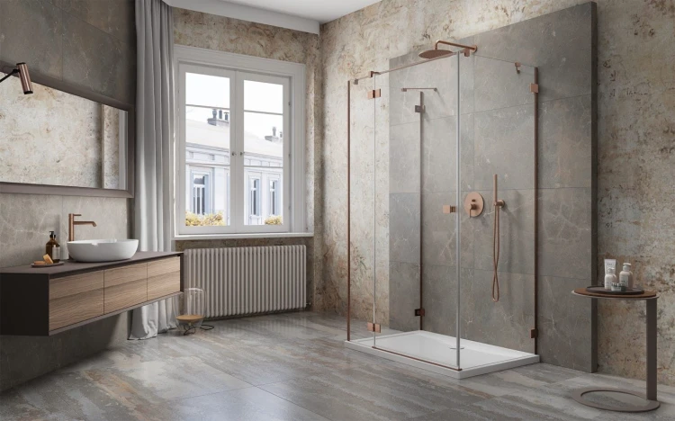 Kabina prysznicowa Essenza Pro Brushed Copper KDJ+S Radaway lewa miedź