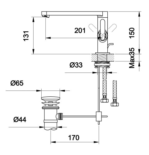 Bateria umywalkowa stojąca KOHLMAN Boxine QB105B