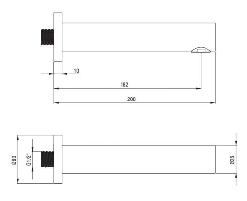 Wylewka wannowa 200 mm Cascada Deante mosiądz