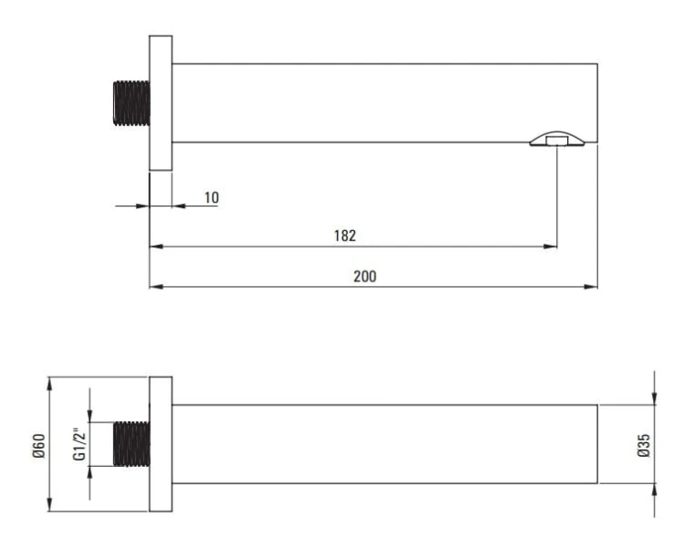 Wylewka wannowa 200 mm Cascada Deante mosiądz