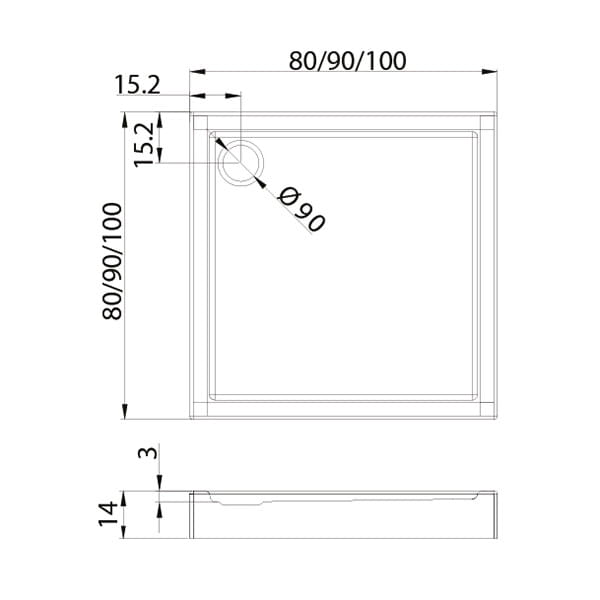 Brodzik kwadratowy New Trendy Columbus 80x80x14