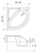 Brodzik półokrągły New Trendy Angus 80x80x29 + obudowa