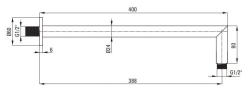 Ramię ścienne 40cm stal szczotkowana Cascada Deante