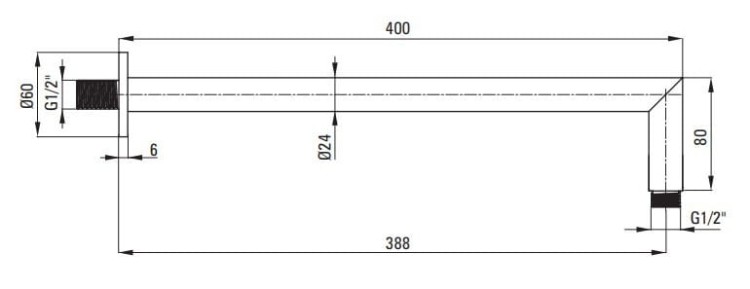 Ramię ścienne 40cm stal szczotkowana Cascada Deante