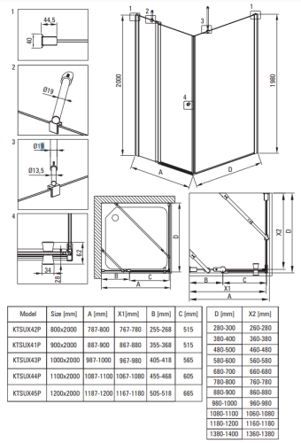 Kabina prysznicowa kwadratowa 80x80x200 nero Kerria Plus Deante