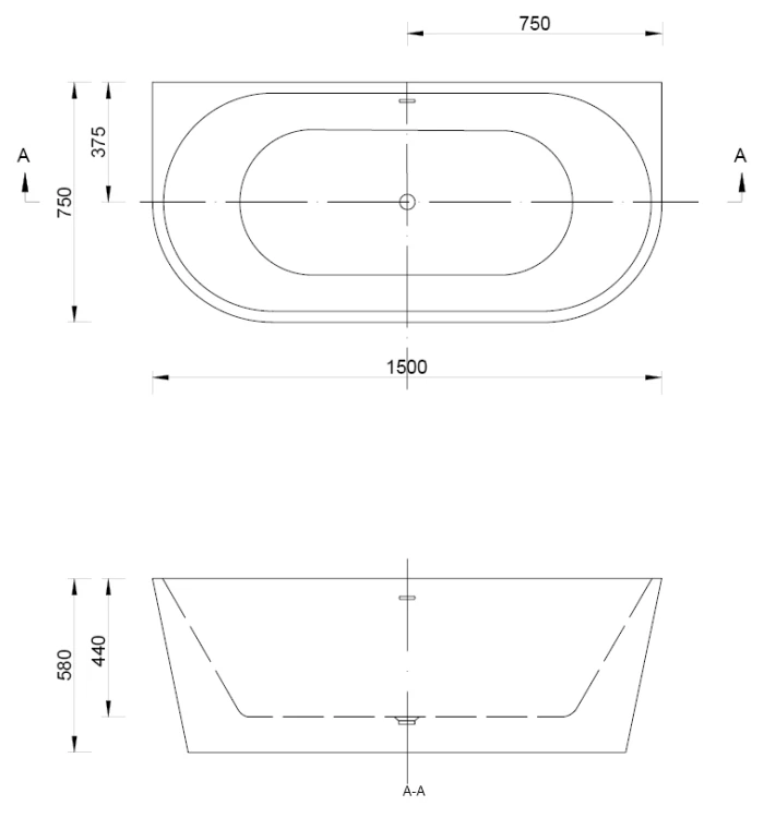 Wanna wolnostojąca EMPORIA EMILIA 150x75x58