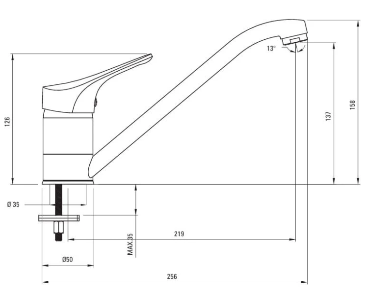 Bateria kuchenna stojąca ECO-głowica chrom Joko Deante