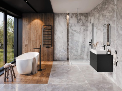 Ścianka prysznicowa walk-in 110x195 nero czarna Prizma Deante