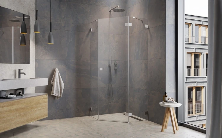 Kabina pięciokątna Essenza Pro Brushed Nickel PTJ Radaway prawa nikiel