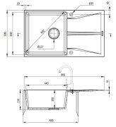 Zlewozmywak granitowy 1-komorowy z ociekaczem Corio Deante
