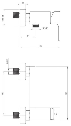 Bateria natryskowa bez kompletu natryskowego Deante Anemon Bis BBZ_N40M