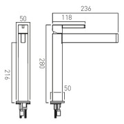 Bateria VADO EDIT umywalkowa wysoka złota szczotkowana