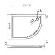 Brodzik asymetryczny New Trendy Maxima Ultra 120x85x5,5 lewy