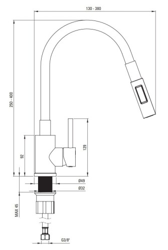 Bateria kuchenna stojąca z giętą wylewką Luno Deante biała