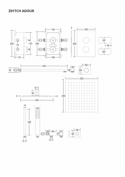 Prysznicowy zestaw podtynkowy corsan z01tch