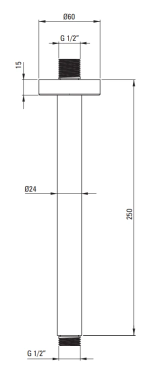 Ramię sufitowe prysznicowe 250 mm titanium Cascada Deante