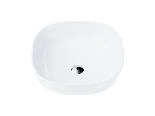 Wolnostojąca umywalka nablatowa corsan 649995 kwadratowa biała 42 x 42 x 14,5 cm z korkiem chrom