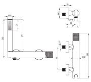 Bateria prysznicowa ścienna stal szczotkowana Silia Hexa Deante