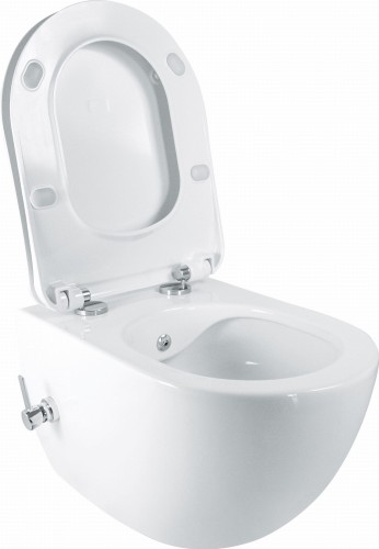 Miska WC z funkcją bidetu ze zintegrowaną baterią mieszaczową Peonia Zero Deante