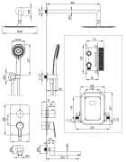 Zestaw prysznicowy podtynkowy z wylewką wannową nero Arnika Deante