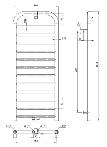 Grzejnik łazienkowy 121x50 bianco biały Silia Deante
