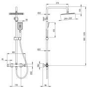 Deszczownica z baterią prysznicową szczotkowany brąz Therm Deante