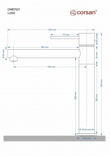 Bateria stojąca corsan cmb7521bl lugo czarna z ruchomą wylewką