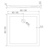 Brodzik kwadratowy New Trendy Cantare 80x80x6