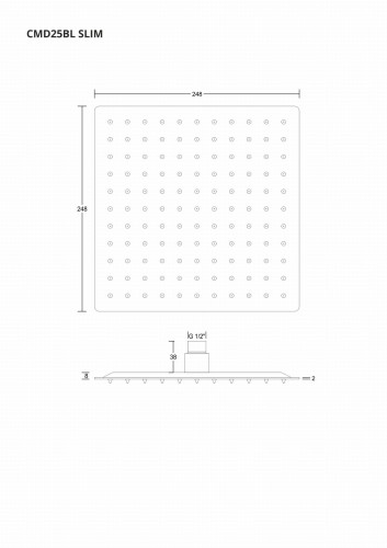 Deszczownica natryskowa corsan cmd25bl slim stalowa czarna kwadratowa 25 cm